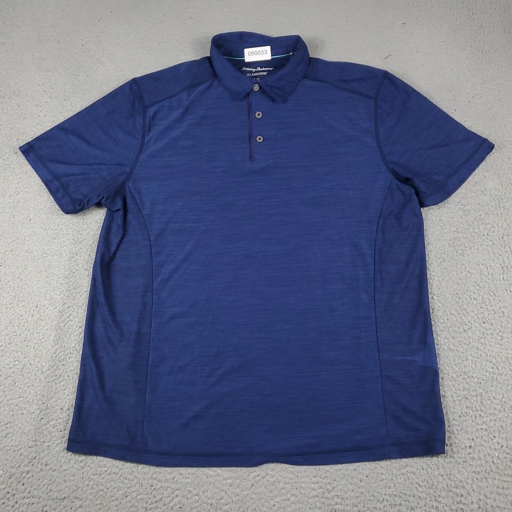 Tommy Bahama Polo Shirt Mens Large Blue Polyester Casual Short Sleeve